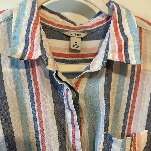 L. L. Bean Linen Striped Button-Up Shirt Dress - Picture 5 of 11